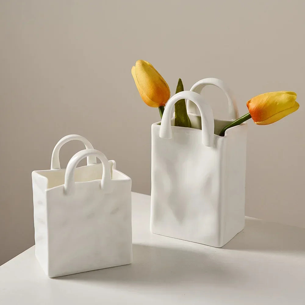 Modern Decorative Handbag Ceramic Vase