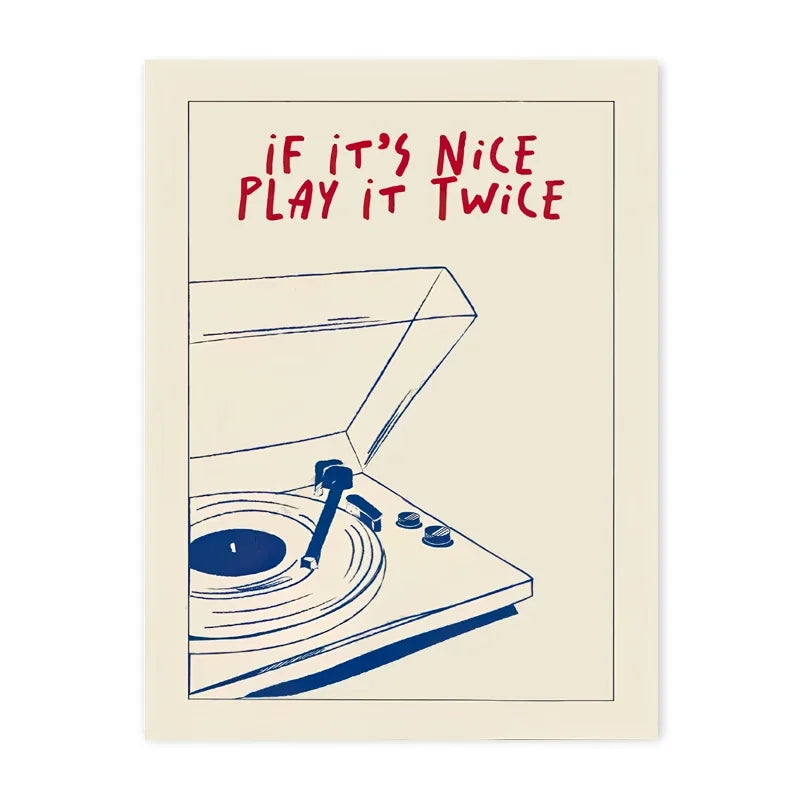 "Play It Twice" Record Player Poster