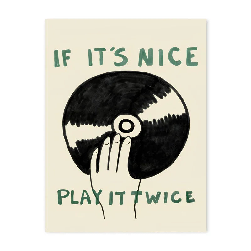 "Play It Twice" Record Player Poster