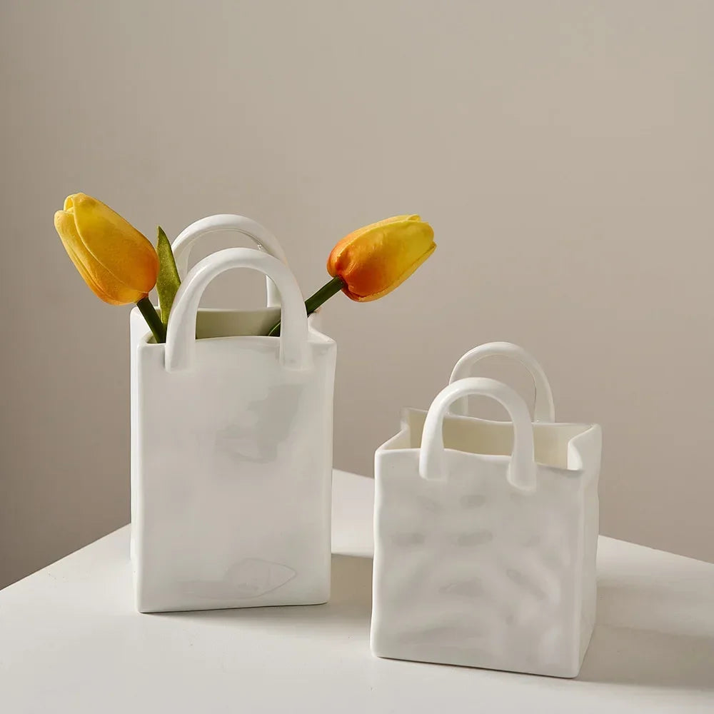 Modern Decorative Handbag Ceramic Vase