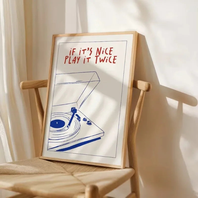 "Play It Twice" Record Player Poster