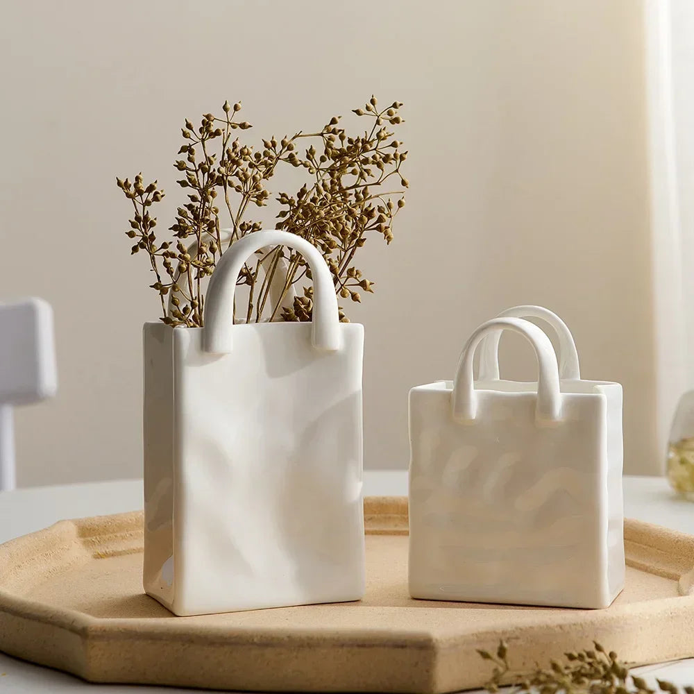 Modern Decorative Handbag Ceramic Vase