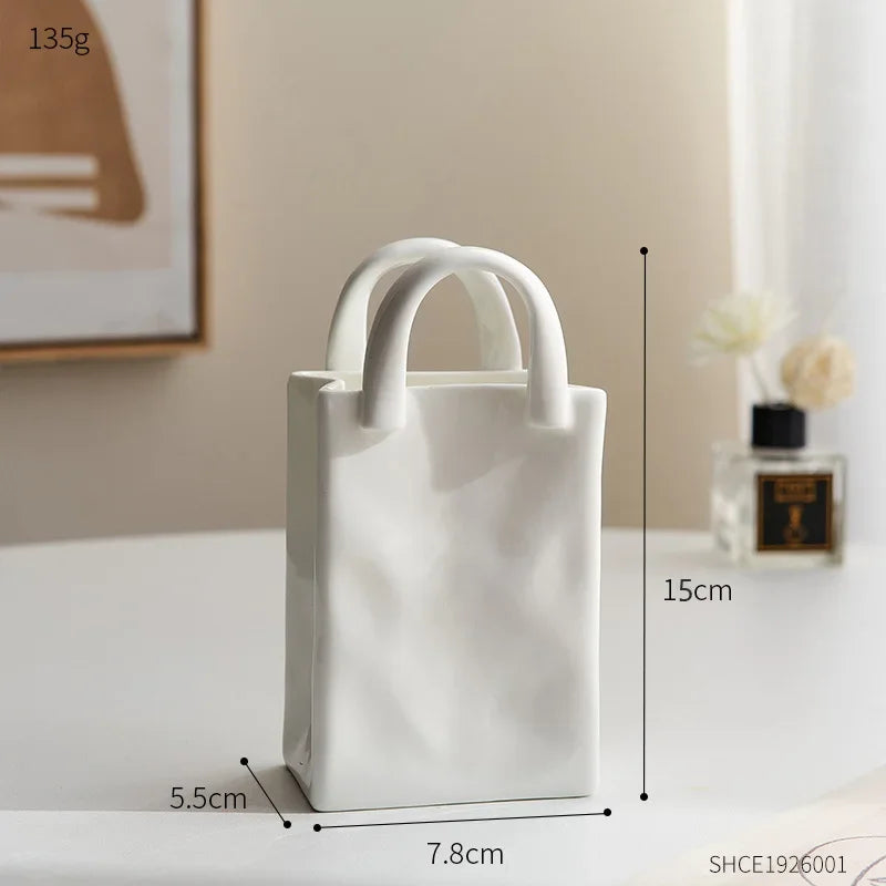 Modern Decorative Handbag Ceramic Vase
